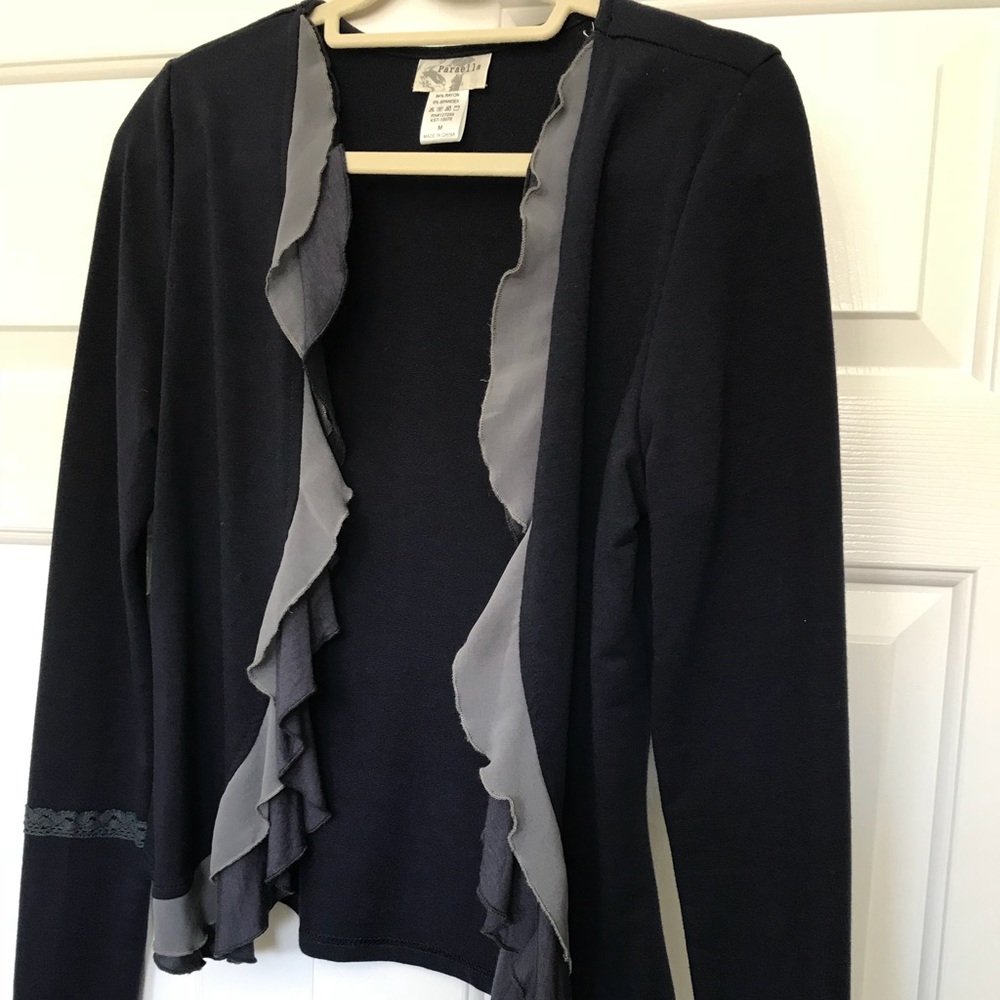 ADORABLE ruffle navy blue cardigan!